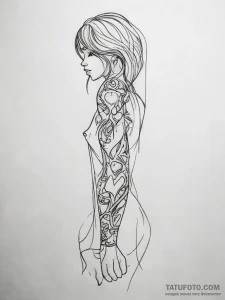 Tattoo sketch single line of a person with a... - эскиз тату (№1757571993_0, 11.09.2025 06:26) — Tatufoto.com