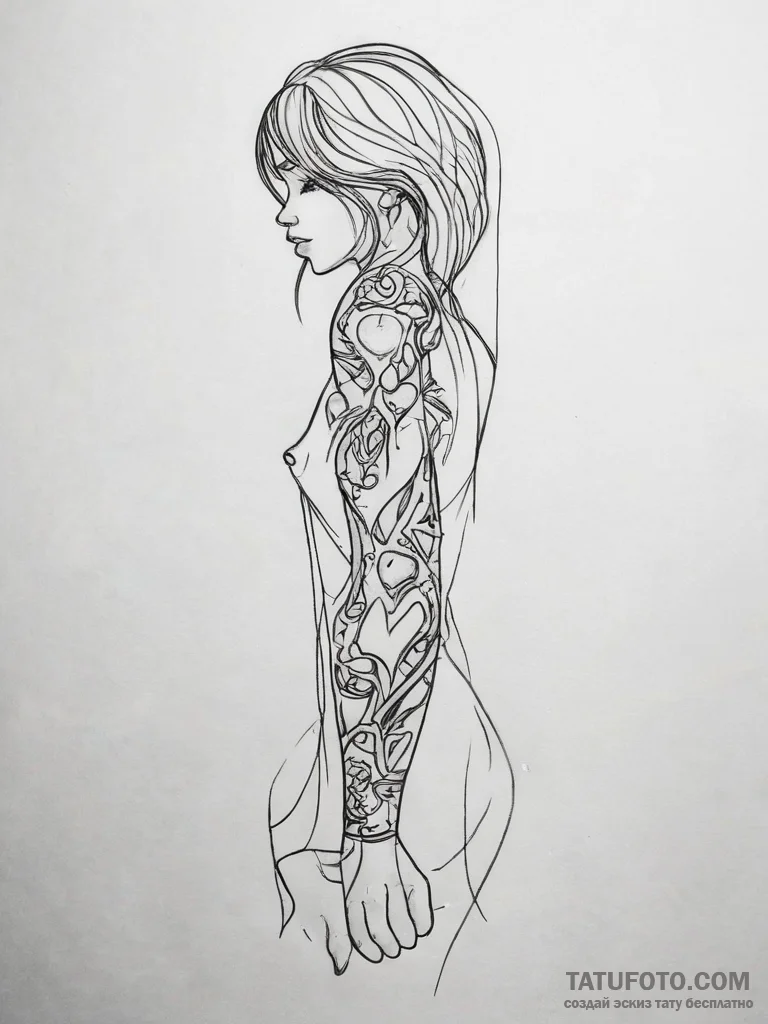 Tattoo sketch single line of a person with a... - эскиз тату (№1757571993_0, 11.09.2025 06:26) — Tatufoto.com