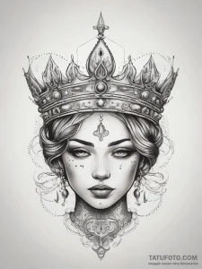 Tattoo sketch crown, ink illustration for tat... - эскиз тату (№1757572771_0, 11.09.2025 06:39) — Tatufoto.com