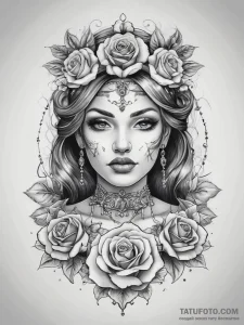 Tattoo sketch princess tattoo, artistic tatto... - эскиз тату (№1757572963_0, 11.09.2025 06:42) — Tatufoto.com