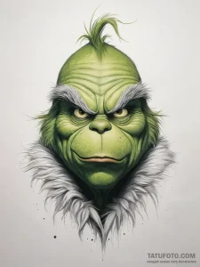Tattoo sketch the grinch with a fur - эскиз тату (№1757573547_0, 11.09.2025 06:52) — Tatufoto.com