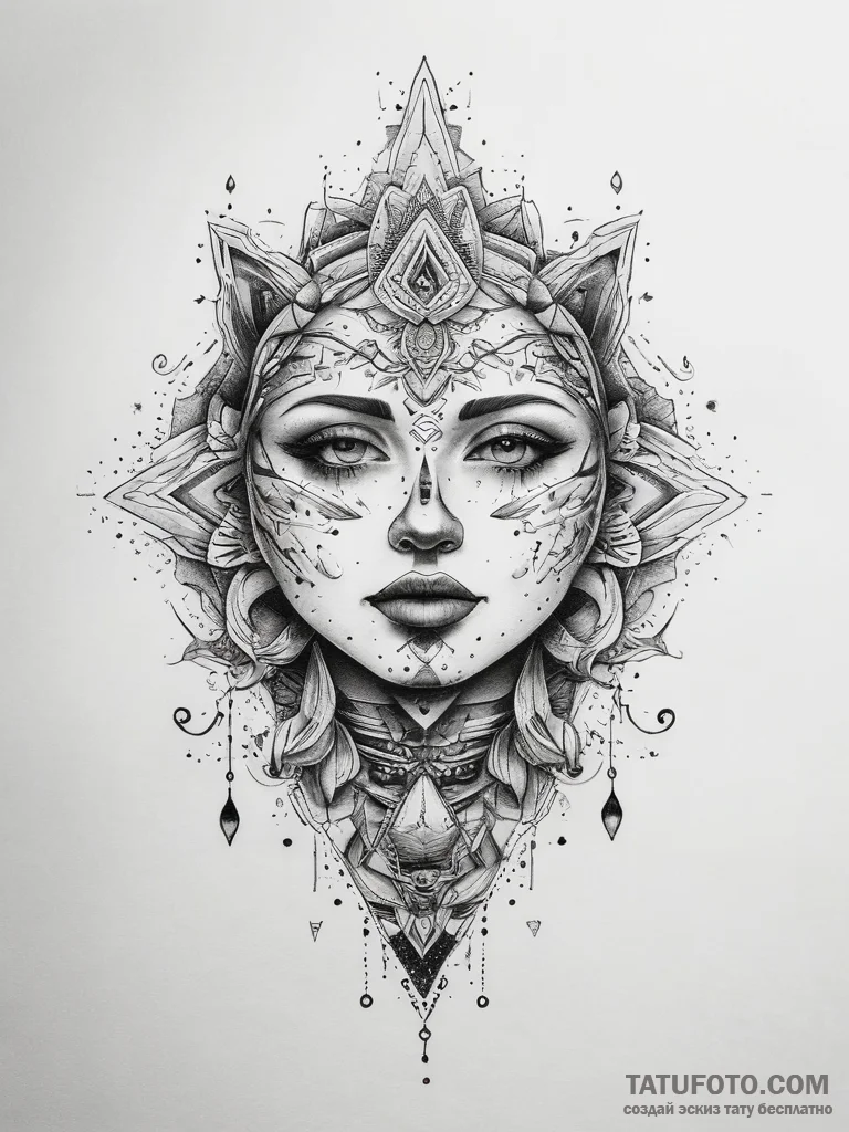 Tattoo sketch cosmic self, artistic tattoo sk... - эскиз тату (№1757574710_0, 11.09.2025 07:11) — Tatufoto.com