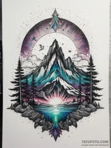 Tattoo sketch magical aurora borealis, ink il... - эскиз тату (№1757575879_0, 11.09.2025 07:31) — Tatufoto.com
