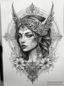 Tattoo sketch divine presence - эскиз тату (№1757576462_0, 11.09.2025 07:41) — Tatufoto.com