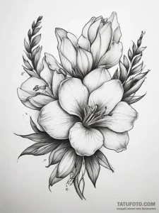Tattoo sketch freesia - эскиз тату (№1757576655_0, 11.09.2025 07:44) — Tatufoto.com