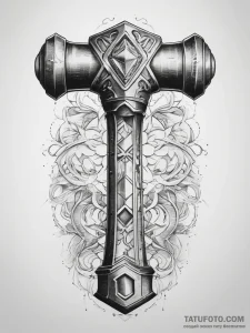 Tattoo sketch hammer handle - эскиз тату (№1757577237_0, 11.09.2025 07:53) — Tatufoto.com