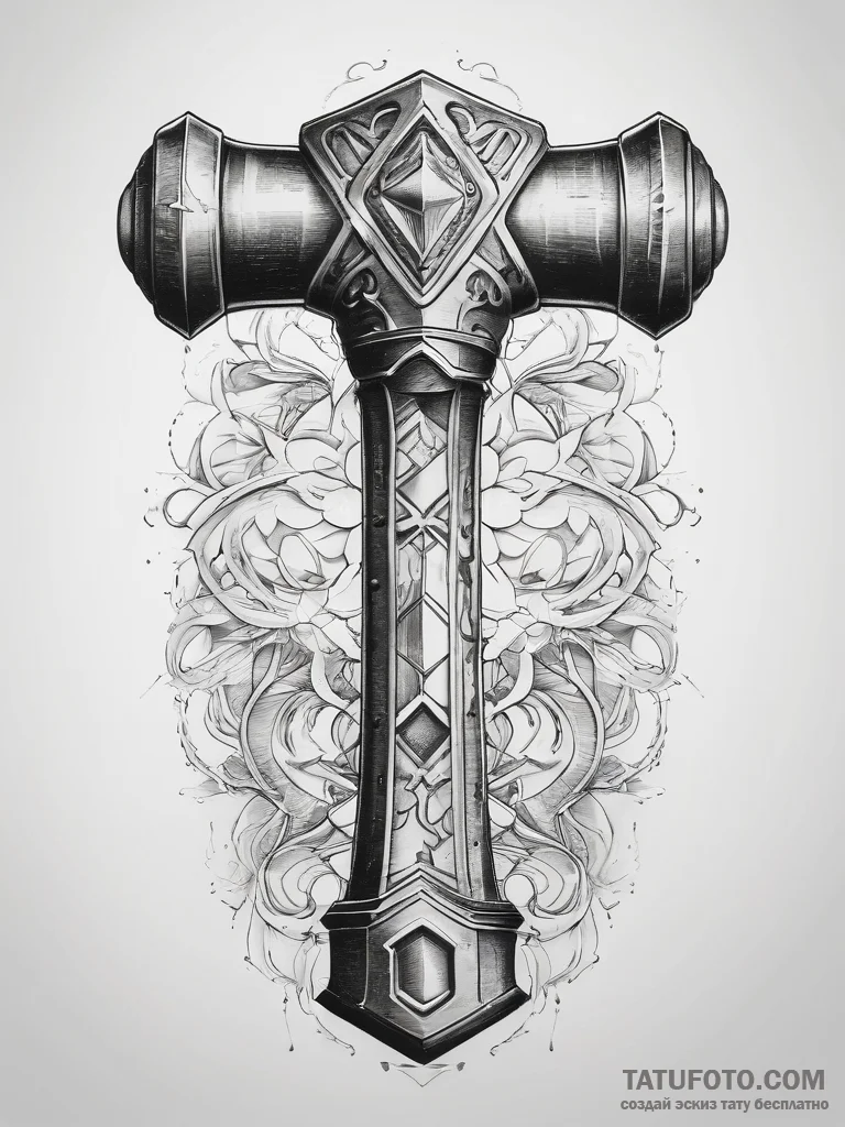 Tattoo sketch hammer handle - эскиз тату (№1757577237_0, 11.09.2025 07:53) — Tatufoto.com
