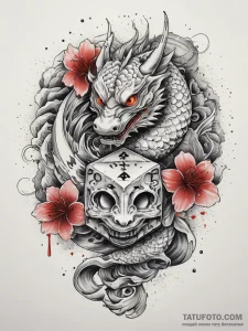 Tattoo sketch dice with blood, tattoo sketch... - эскиз тату (№1757578598_0, 11.09.2025 08:16) — Tatufoto.com