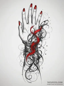 Tattoo sketch sensual wrist with a vine, tatt... - эскиз тату (№1757581909_0, 11.09.2025 09:11) — Tatufoto.com