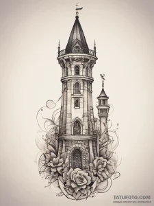 Tattoo sketch hands with a tower, tattoo sket... - эскиз тату (№1757582297_0, 11.09.2025 09:18) — Tatufoto.com