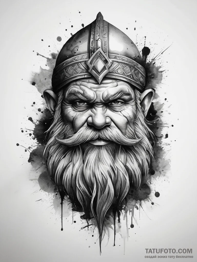 Tattoo sketch dwarf, concept art for tattoo,... - эскиз тату (№1757584038_0, 11.09.2025 09:47) — Tatufoto.com