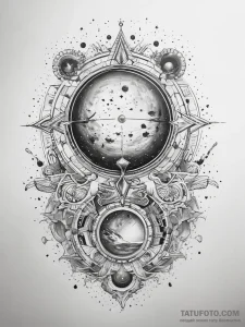 Tattoo sketch cosmic existence - эскиз тату (№1757584425_0, 11.09.2025 09:53) — Tatufoto.com
