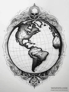 Tattoo sketch earth, tattoo drawing outline,... - эскиз тату (№1757585971_0, 11.09.2025 10:19) — Tatufoto.com