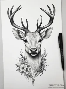 Tattoo sketch elegant doe tattoo - эскиз тату (№1757586552_0, 11.09.2025 10:29) — Tatufoto.com