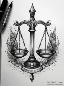 Tattoo sketch scales of justice, artistic tat... - эскиз тату (№1757586745_0, 11.09.2025 10:32) — Tatufoto.com