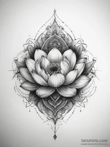 Tattoo sketch om with lotus flower, concept a... - эскиз тату (№1757587325_0, 11.09.2025 10:42) — Tatufoto.com