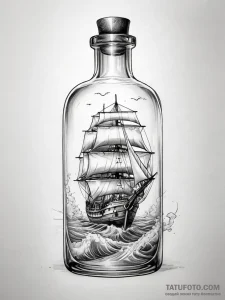 Tattoo sketch корабль в бутылке - эскиз тату (№1757587713_0, 11.09.2025 10:48) — Tatufoto.com