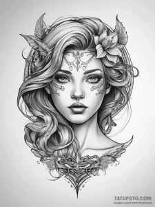 Tattoo sketch siren, tattoo line art, black o... - эскиз тату (№1757589459_0, 11.09.2025 11:17) — Tatufoto.com