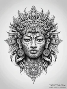 Tattoo sketch mayan sun god - эскиз тату (№1757591779_0, 11.09.2025 11:56) — Tatufoto.com