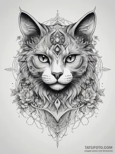 Tattoo sketch cosmic cat, ink illustration fo... - эскиз тату (№1757591973_0, 11.09.2025 11:59) — Tatufoto.com