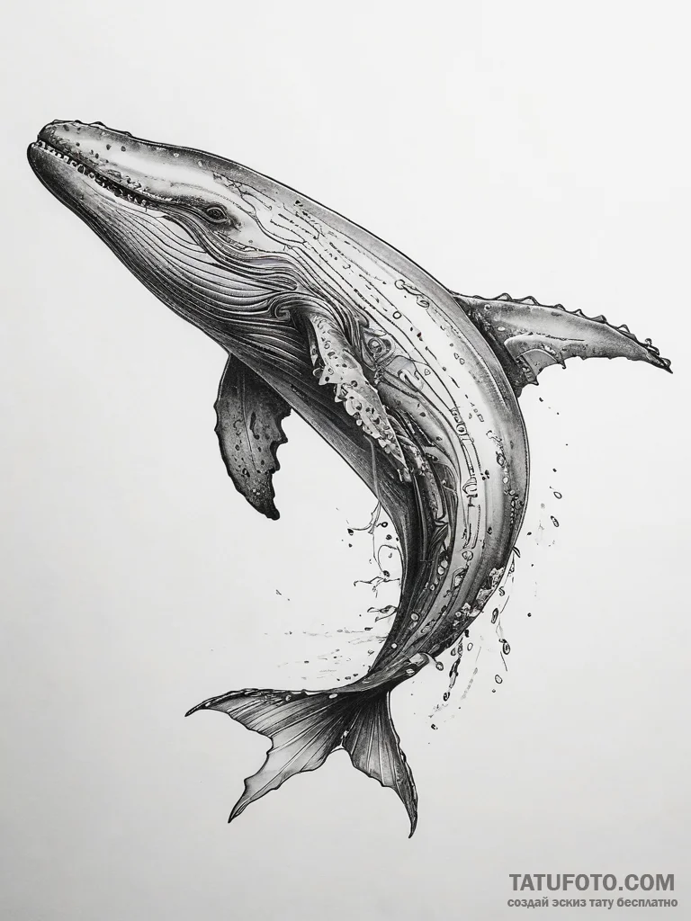 Tattoo sketch humpback whale - эскиз тату (№1757592552_0, 11.09.2025 12:09) — Tatufoto.com