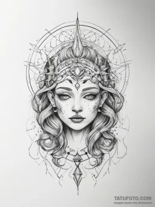 Tattoo sketch cosmic narrative, artistic tatt... - эскиз тату (№1757593910_0, 11.09.2025 12:31) — Tatufoto.com