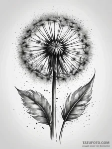Tattoo sketch dandelion flower, ink illustrat... - эскиз тату (№1757594296_0, 11.09.2025 12:38) — Tatufoto.com