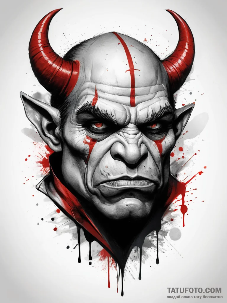 Tattoo sketch half-orc tusks, artistic tattoo... - эскиз тату (№1757597972_0, 11.09.2025 13:39) — Tatufoto.com