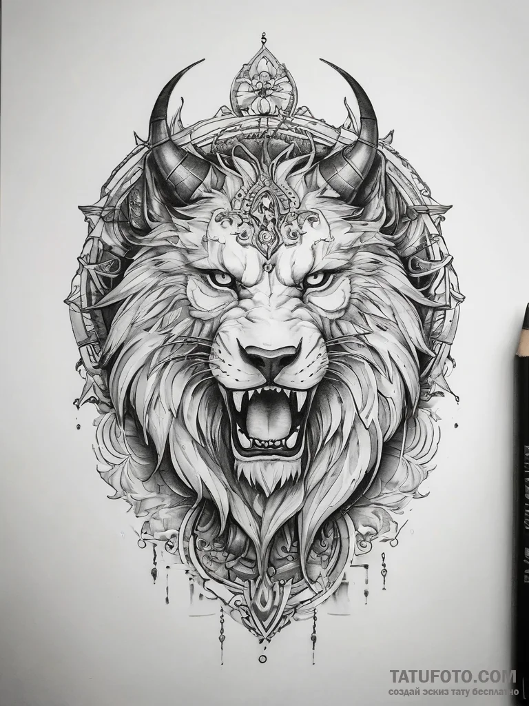 Tattoo sketch mythical beast tattoo - эскиз тату (№1757598743_0, 11.09.2025 13:52) — Tatufoto.com