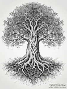 Tattoo sketch banyan tree with aerial roots,... - эскиз тату (№1757598936_0, 11.09.2025 13:55) — Tatufoto.com