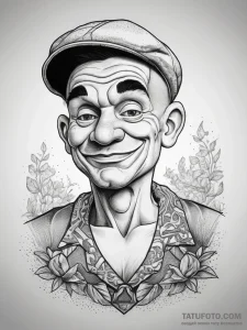 Tattoo sketch popeye with spinach, concept ar... - эскиз тату (№1757601841_0, 11.09.2025 14:44) — Tatufoto.com