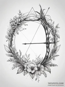 Tattoo sketch hunting a bow and arrow - эскиз тату (№1757603779_0, 11.09.2025 15:16) — Tatufoto.com