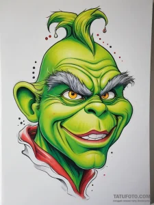 Tattoo sketch the grinch with a hair, tattoo... - эскиз тату (№1757604747_0, 11.09.2025 15:32) — Tatufoto.com