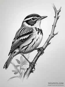Tattoo sketch black-and-white warbler - эскиз тату (№1757608055_0, 11.09.2025 16:27) — Tatufoto.com