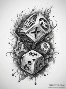 Tattoo sketch geek d20 dice, ink illustration... - эскиз тату (№1757608638_0, 11.09.2025 16:37) — Tatufoto.com