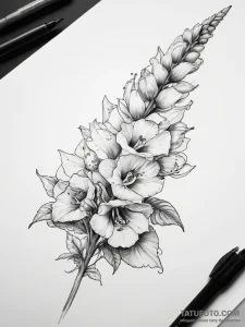 Tattoo sketch foxglove - эскиз тату (№1757609410_0, 11.09.2025 16:50) — Tatufoto.com