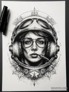 Tattoo sketch pilot airplane cockpit, artisti... - эскиз тату (№1757626936_0, 11.09.2025 21:42) — Tatufoto.com