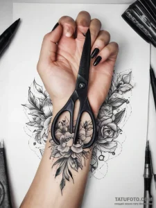 Tattoo sketch hands with a scissors, tattoo f... - эскиз тату (№1757627129_0, 11.09.2025 21:45) — Tatufoto.com