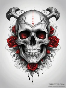 Tattoo sketch skull with bones, tattoo sketch... - эскиз тату (№1757630030_0, 11.09.2025 22:33) — Tatufoto.com