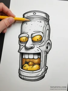 Tattoo sketch the simpsons duff beer, ink ill... - эскиз тату (№1757641072_0, 12.09.2025 01:37) — Tatufoto.com