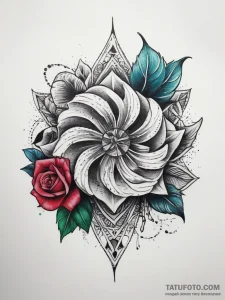 Tattoo sketch pinwheel flower, tattoo sketch... - эскиз тату (№1757644380_0, 12.09.2025 02:33) — Tatufoto.com
