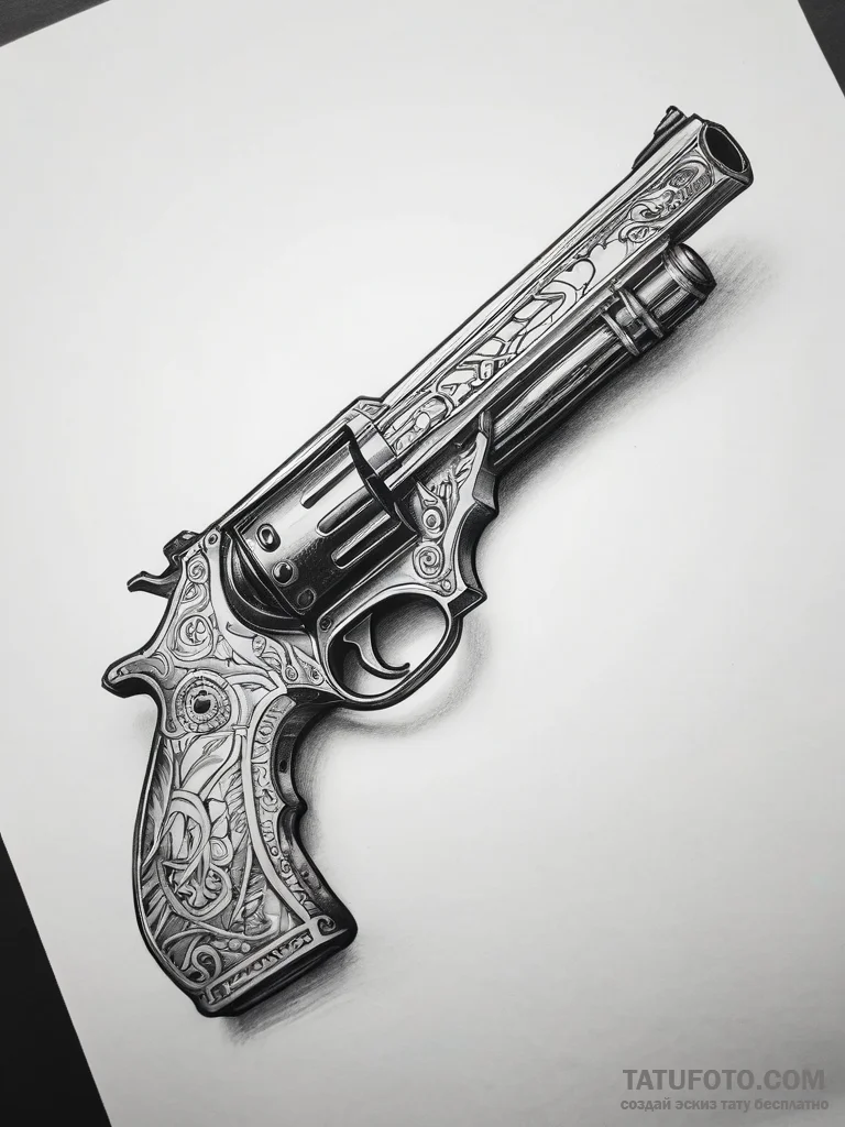 Tattoo sketch gun barrel, concept art for tat... - эскиз тату (№1757645942_0, 12.09.2025 02:59) — Tatufoto.com