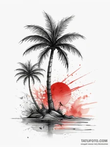 Tattoo sketch palm tree on a beach, concept a... - эскиз тату (№1757646137_0, 12.09.2025 03:02) — Tatufoto.com