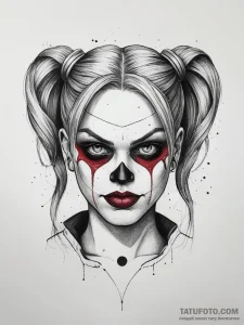 Tattoo sketch suicide squad harley quinn bat,... - эскиз тату (№1757647311_0, 12.09.2025 03:21) — Tatufoto.com