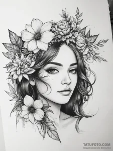 Tattoo sketch flower crown tattoo - эскиз тату (№1757652042_0, 12.09.2025 04:40) — Tatufoto.com