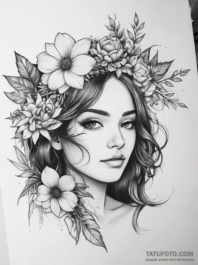 Tattoo sketch flower crown tattoo - эскиз тату (№1757652042_0, 12.09.2025 04:40) — Tatufoto.com