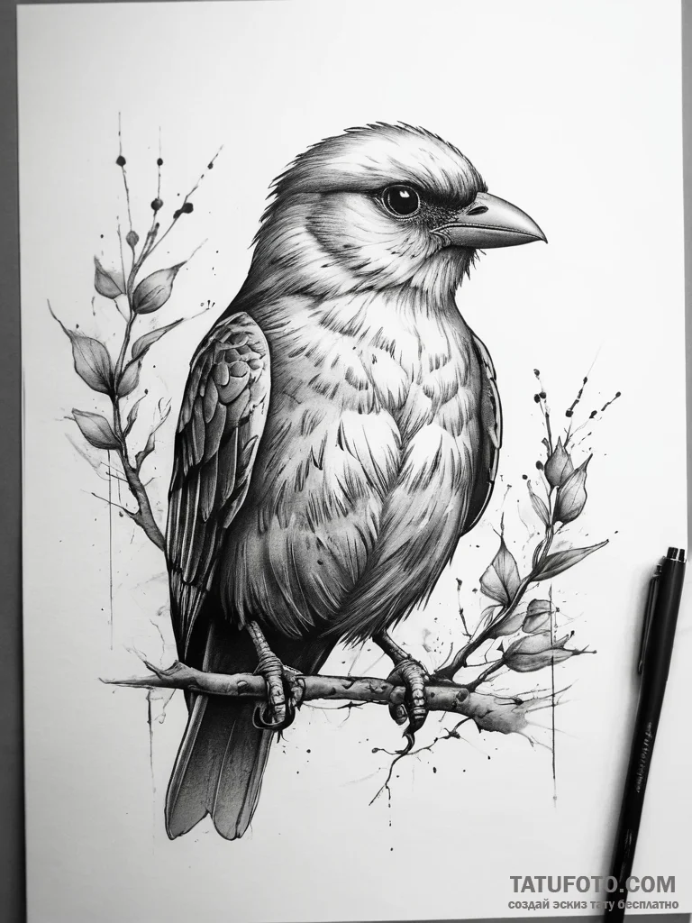 Tattoo sketch птица в клетке, artistic tattoo... - эскиз тату (№1757652235_0, 12.09.2025 04:43) — Tatufoto.com
