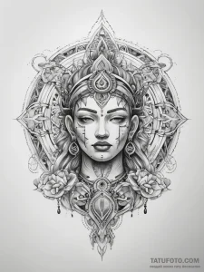 Tattoo sketch sacred character - эскиз тату (№1757652622_0, 12.09.2025 04:50) — Tatufoto.com