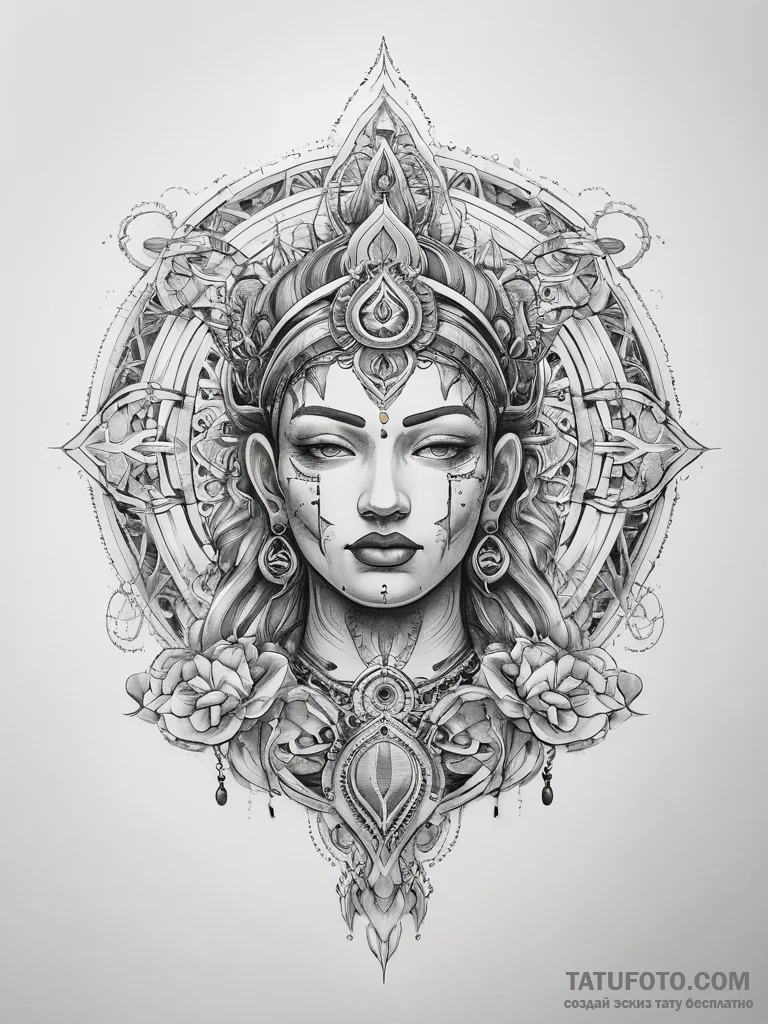 Tattoo sketch sacred character - эскиз тату (№1757652622_0, 12.09.2025 04:50) — Tatufoto.com