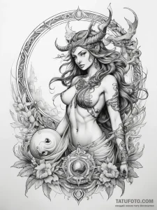 Tattoo sketch mythological scene - эскиз тату (№1757653010_0, 12.09.2025 04:56) — Tatufoto.com